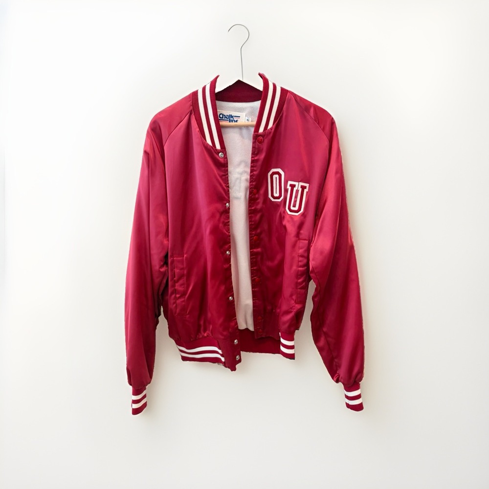 Chalk Line Oklahoma Sooners Bomber Varsity Jacket Crimson Size XL Vintage 80s